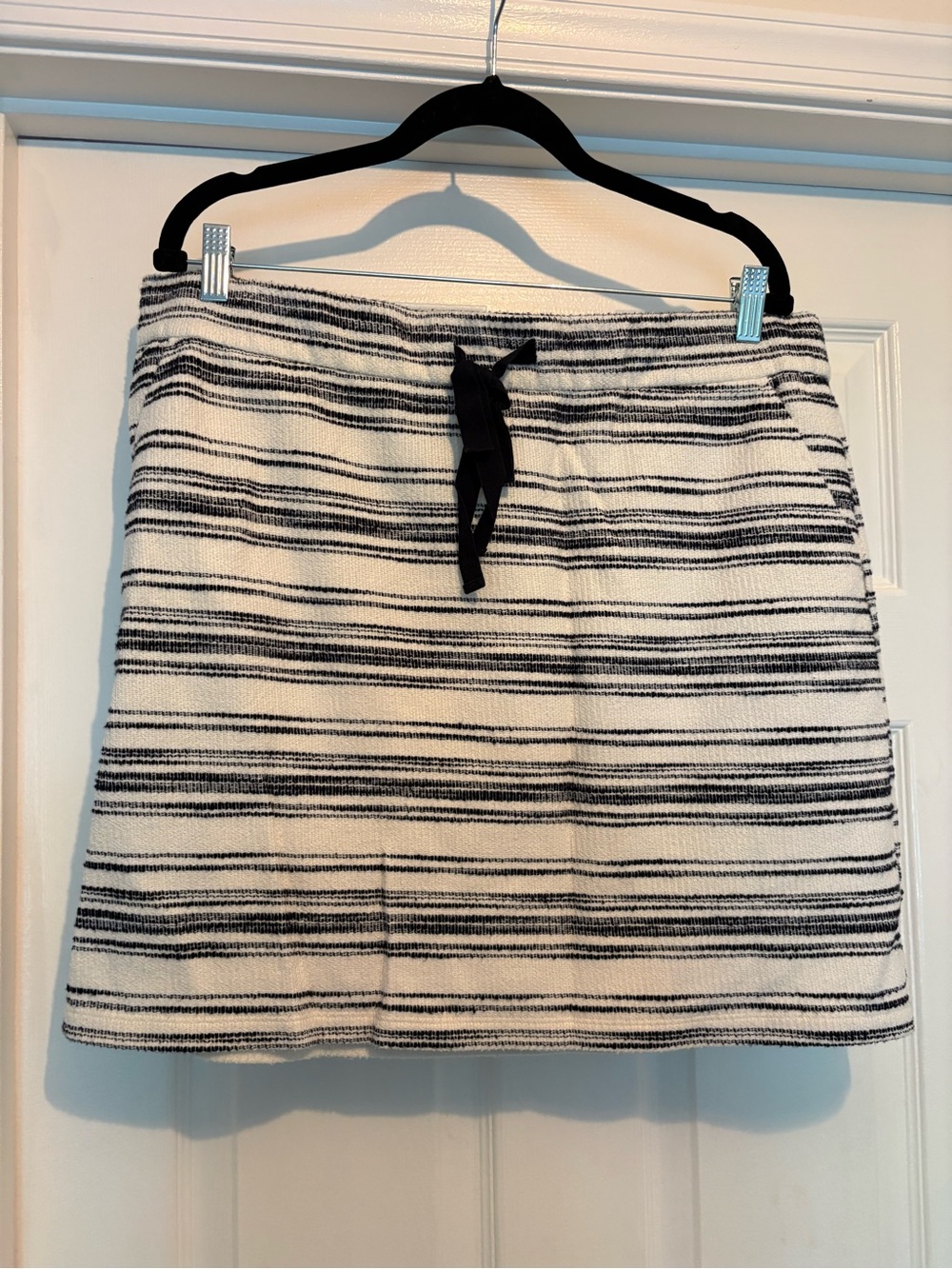 LOFT Navy and White Striped Drawstring Mini Skirt